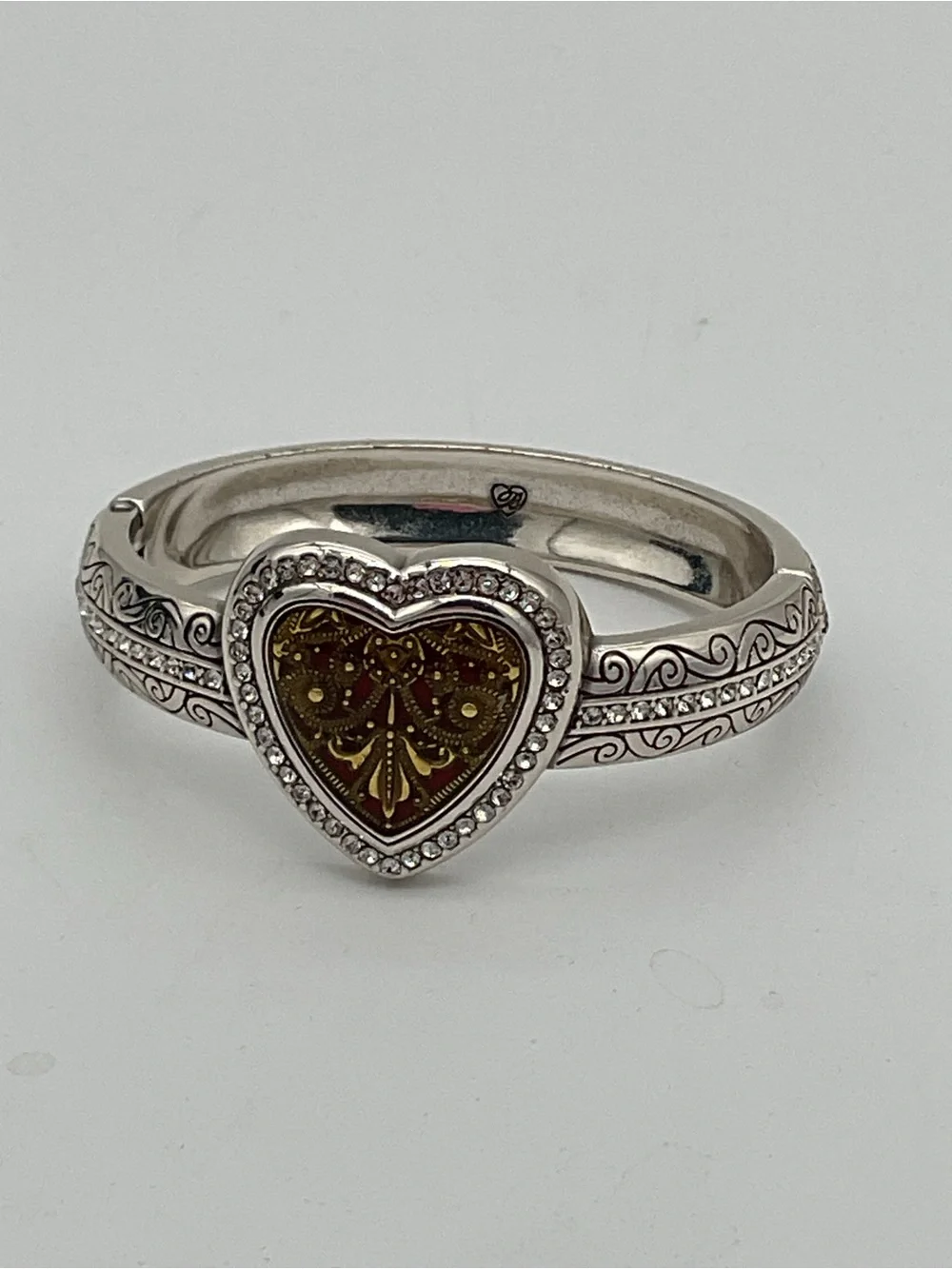 Brighton Heartsong Silver Plated Hinged Bangle Bracelet